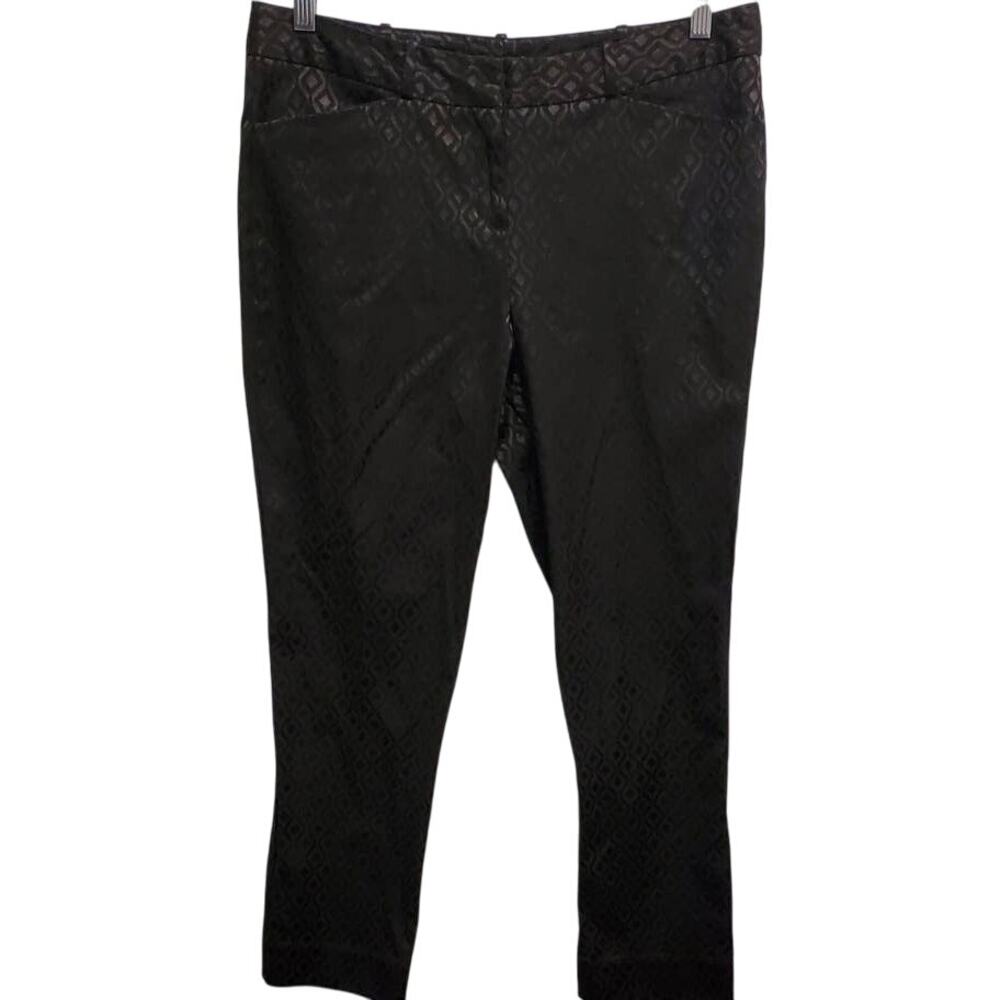 Worthington Trousers Pants Slacks Black & Silver Tapered Legs Size 8